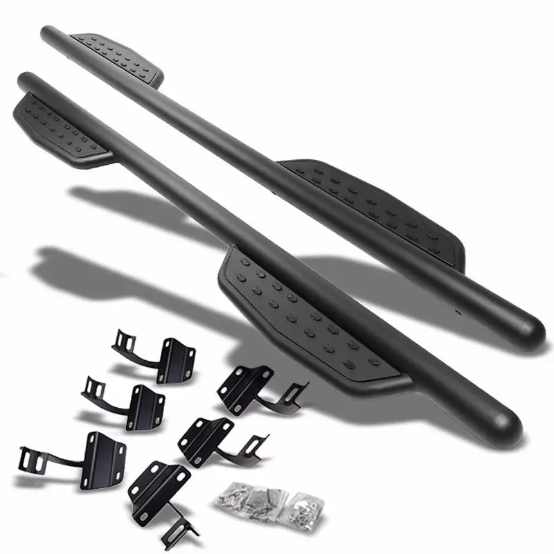 (Straight Sidestep Black) Running Board Nerf Bar For Ford 15+ F-150 / 17+ F-250 F-350 Super Duty [Crew Cab] 1