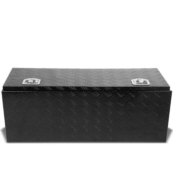 42"X18"X17" Black Pickup/Trailer Trunk Bed Utility Storage Flat Tool Box+Lock 1