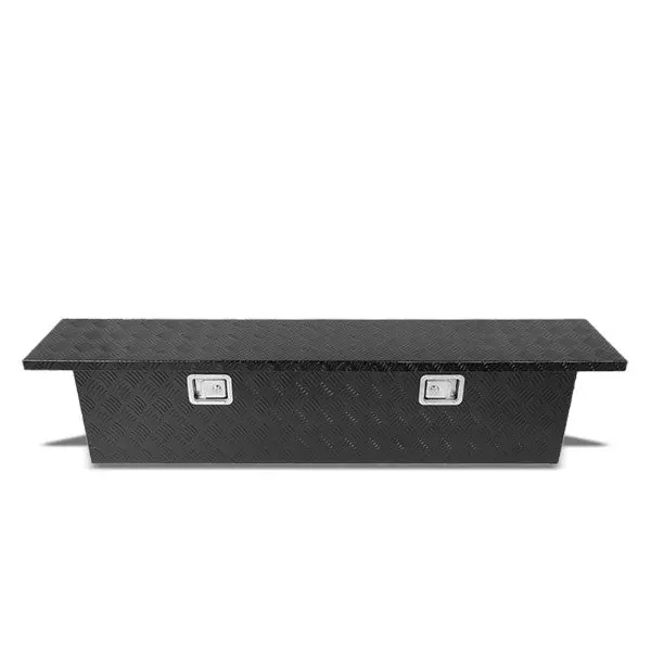 60"X12"X14" Black Pickup/Trailer Trunk Bed Utility Storage Flat Tool Box+Lock 1