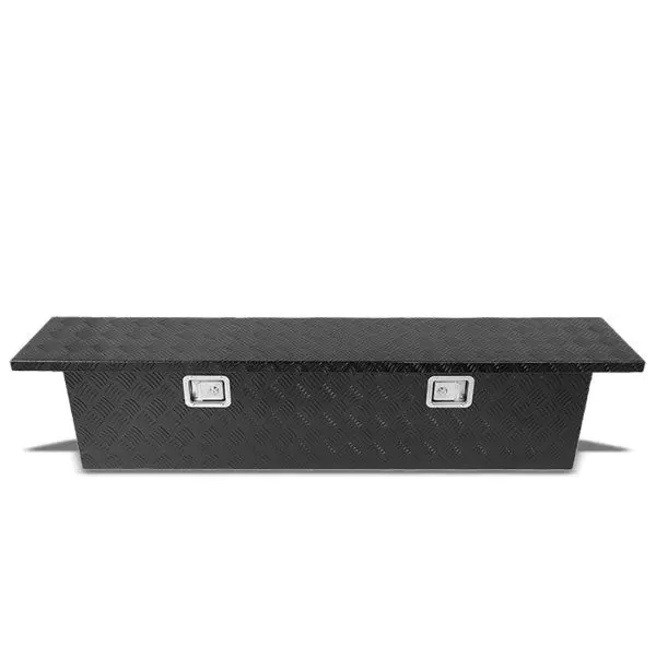 63"X12"X14" Black Pickup/Trailer Trunk Bed Utility Storage Flat Tool Box+Lock 1
