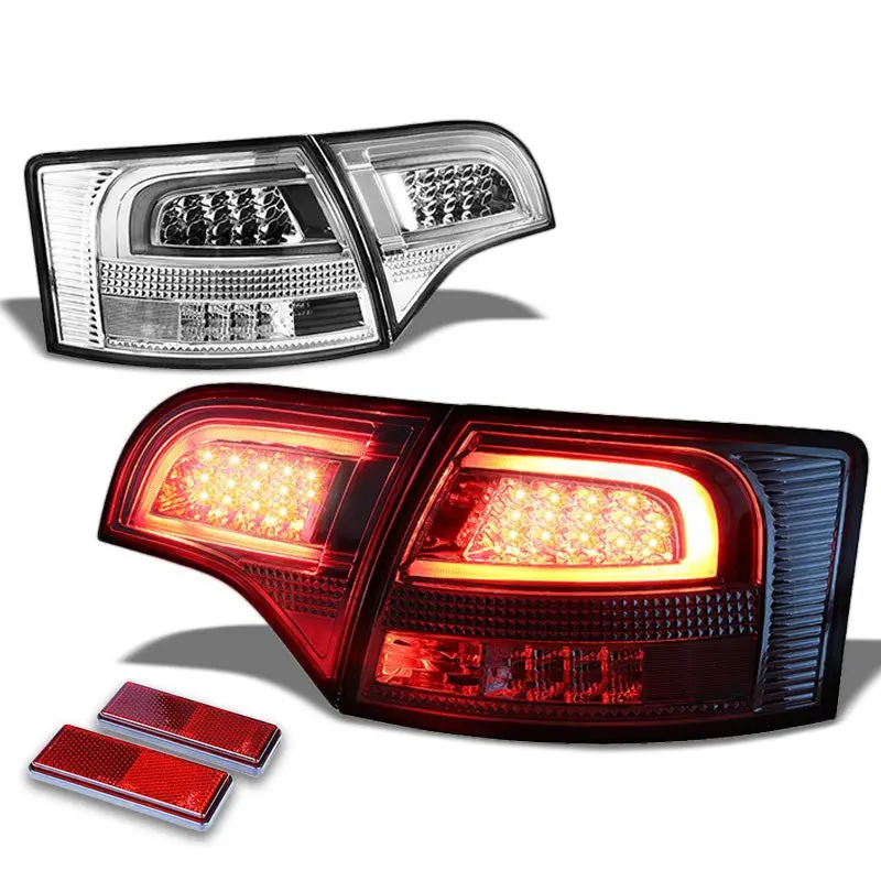 Chrome Housing Clear Lens Rear Signal Brake Led Tail Light For Audi 05-08 S4/A4 Quattro Avant 1