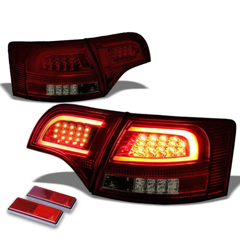 Smoke Housing Red Lens Rear Signal Brake Led Tail Light For 05-08 S4/A4 Quattro Avant 1