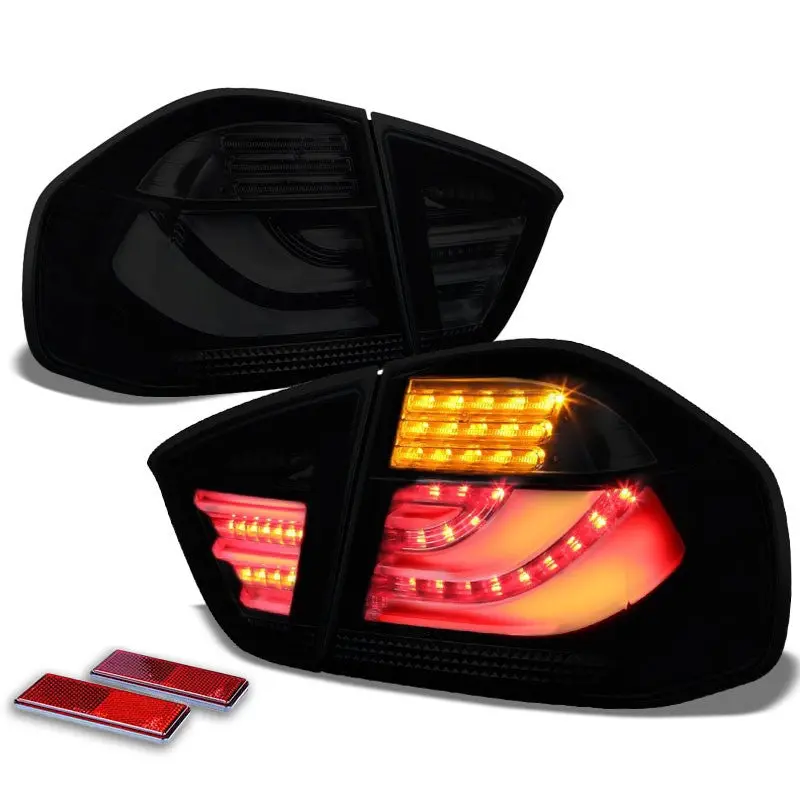 Black Housing Smoked Lens 3D Led Tail Light For Bmw 05-08 3-Series 4-Door Sedan 1
