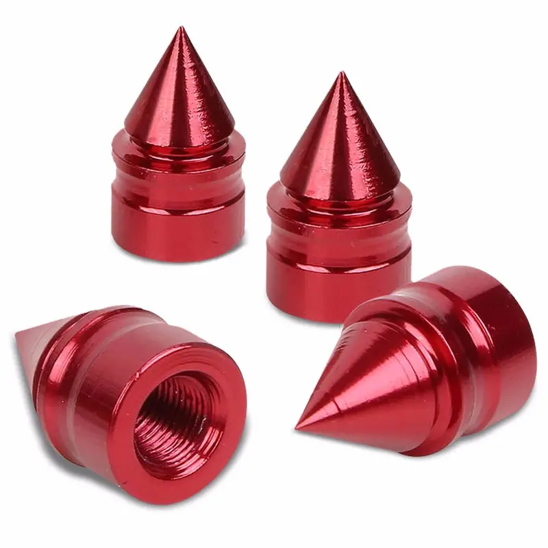 Bfc Universal Fit Red Spike Cone Style Tire Wheel Rim Valve Air Stems Cap Cover 1