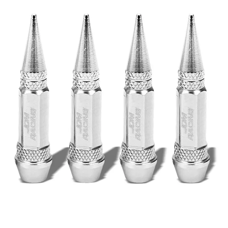 Bfc Universal 60Mm Height Silver Spike Tire Wheel Rim Valve Air Stems Cap Cover 1