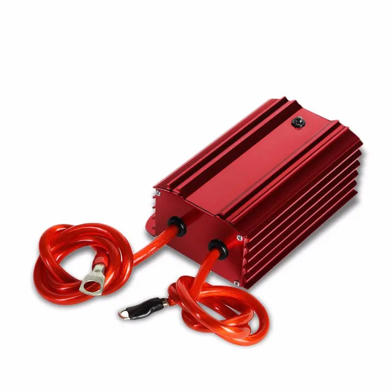 Red Universal High Efficiency Car Voltage Battery Cable Stabilizer Regulator+Mounting Plate 1