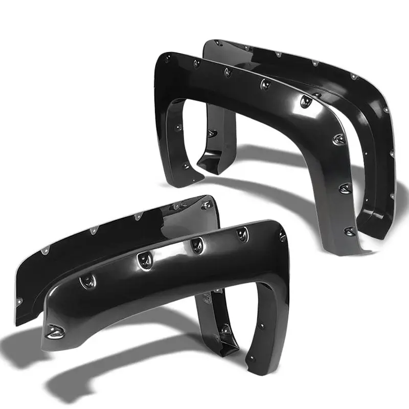Black Pocket-Rivet Wheel Fender Flares Guard For 07-13 Chevy Silverado 97.6" Bed 1