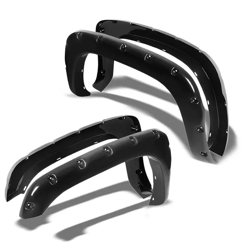 Black Pocket-Rivet Wheel Fender Flares For 99-02 Silverado 1500 78.7"/97.6" Bed 1