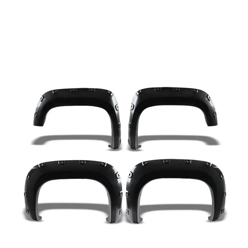 Glossy Black Abs Pocket-Rivet Wheel Fender Flare For 07-13 Sierra 1500 69.3" Bed 1
