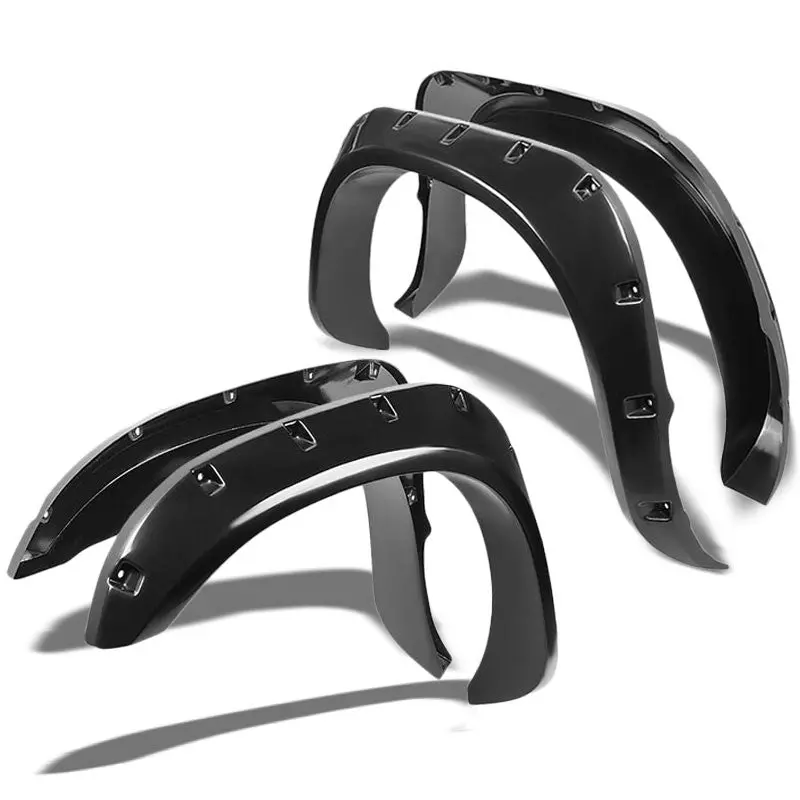 Black Abs Pocket-Riveted Style Wheel Fender Flare Guard For 02-08 Dodge Ram 1500 1