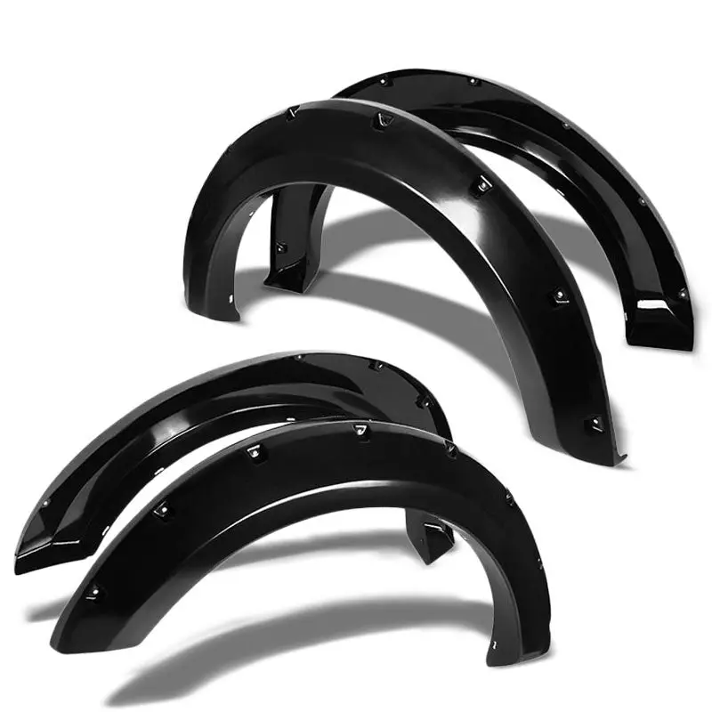 Black Abs Pocket-Riveted 3" Coverage Wheel Fender Flares Guard For 04-08 F-150 1