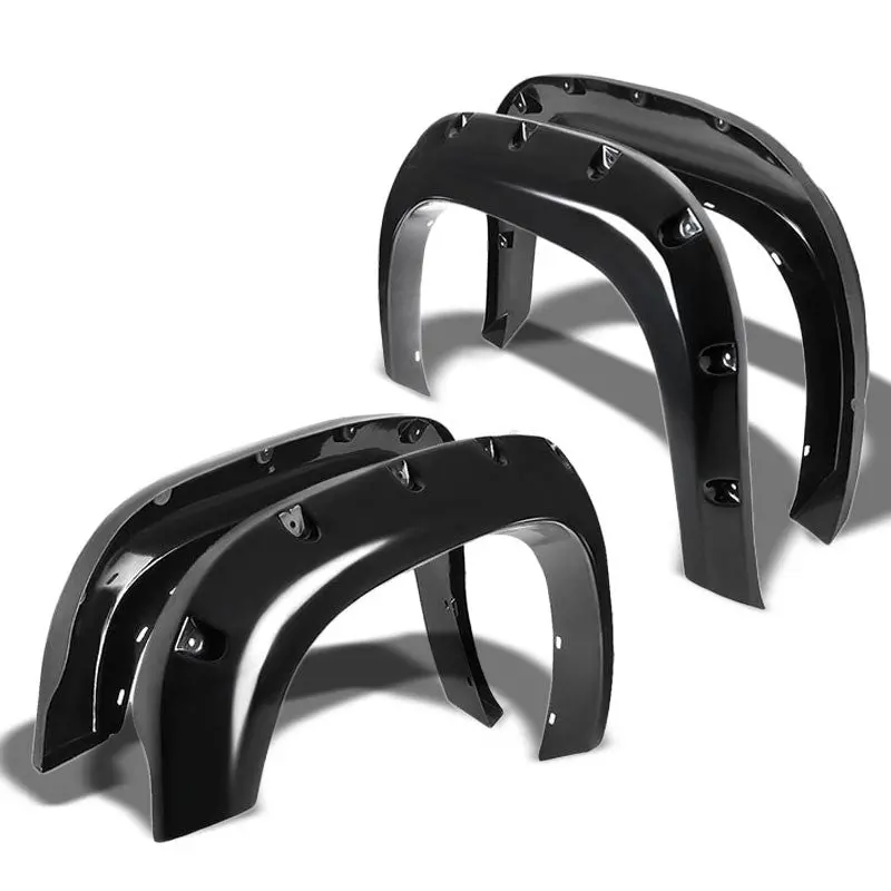 Black Abs Pocket-Riveted Wheel Fender Flares For 07-13 Sierra 1500 69.3" Bed 1