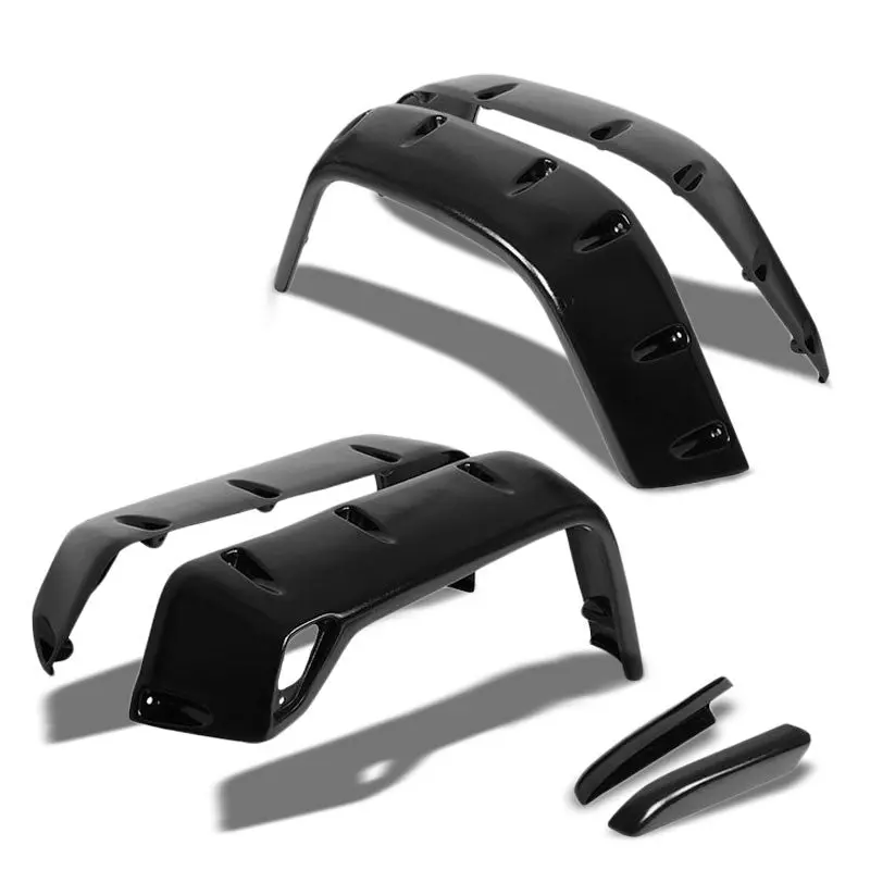 Black Abs Pocket-Riveted Style Wheel Fender Flares For 97-06 Jeep Wrangler Tj 1