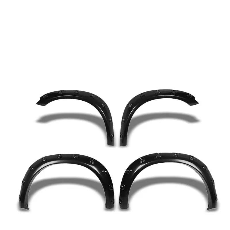 Glossy Black Abs Pocket-Rivet Style Wheel Fender Flares Guard For 09-14 Ram 1500 1