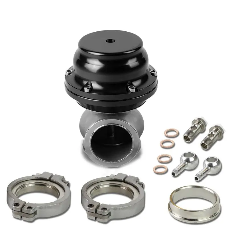 Black 44Mm 14 Psi V-Band Turbo Boost Exhaust Manifold External Wastegate+Dump Pipe Valve+Ring 1