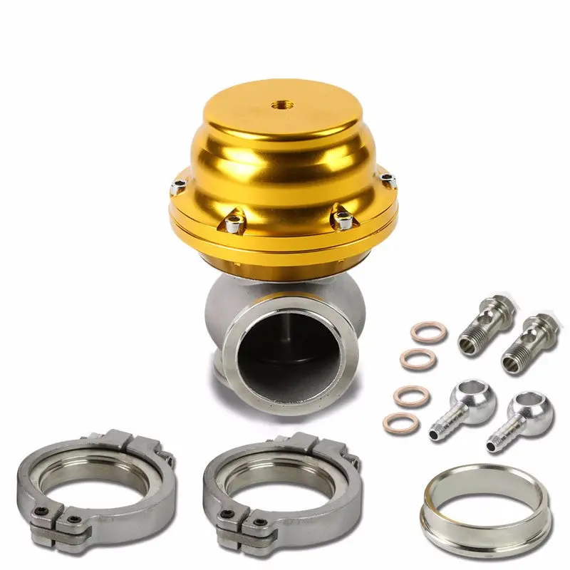 Gold 44Mm 14 Psi V-Band Turbo Boost Exhaust Manifold External Wastegate+Dump Pipe Valve+Ring 1