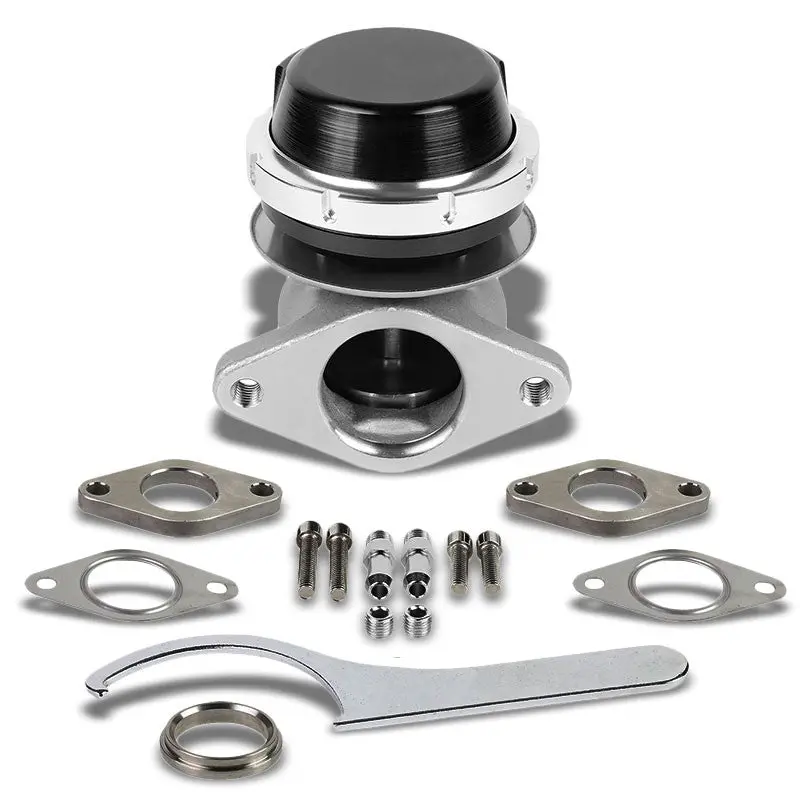 Black Universal External 38Mm 2-Bolt 14Psi Turbowastegate Kit+Spring+Ring T22 1