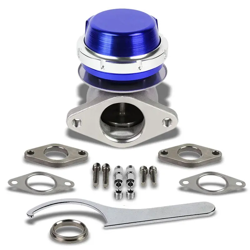 Blue Universal External 38Mm 2-Bolt 14Psi Turbowastegate Kit+Spring+Ring T22 1