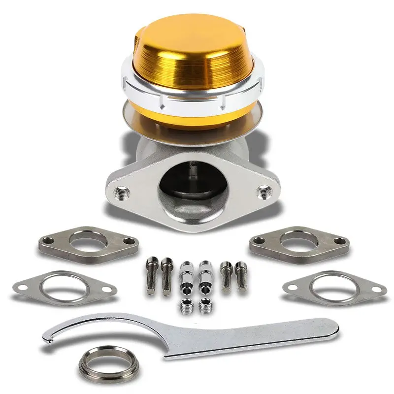 Gold Universal External 38Mm 2-Bolt 14Psi Turbowastegate Kit+Spring+Ring T22 1