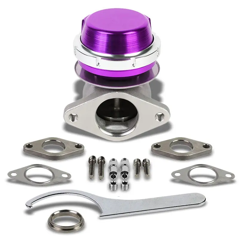 Purple Universal External 38Mm 2-Bolt 14Psi Turbowastegate Kit+Spring+Ring T22 1
