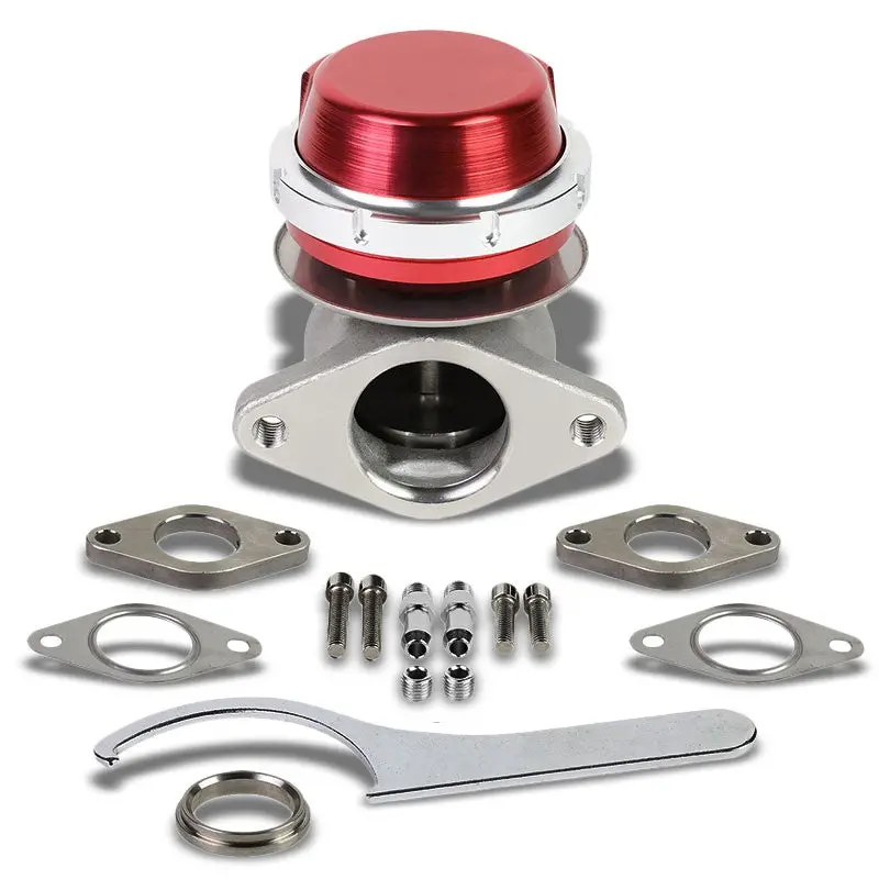 Red Universal External 38Mm 2-Bolt 14Psi Turbowastegate Kit+Spring+Ring T22 1