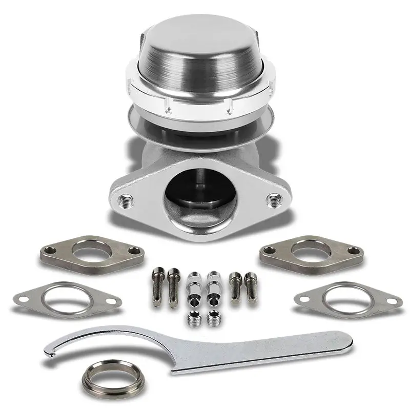 Silver Universal External 38Mm 2-Bolt 14Psi Turbowastegate Kit+Spring+Ring T22 1