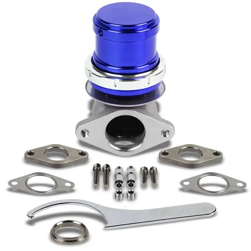 Blue Turbo Charger 38Mm 2-Bolt 14Psi Turbo External Wastegate Kit+Spring T33 1