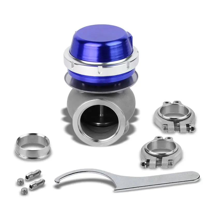 Universal Blue Turbocharger 40Mm 14Psi V-Band Clamp 4" External Wastegate+Spring 1