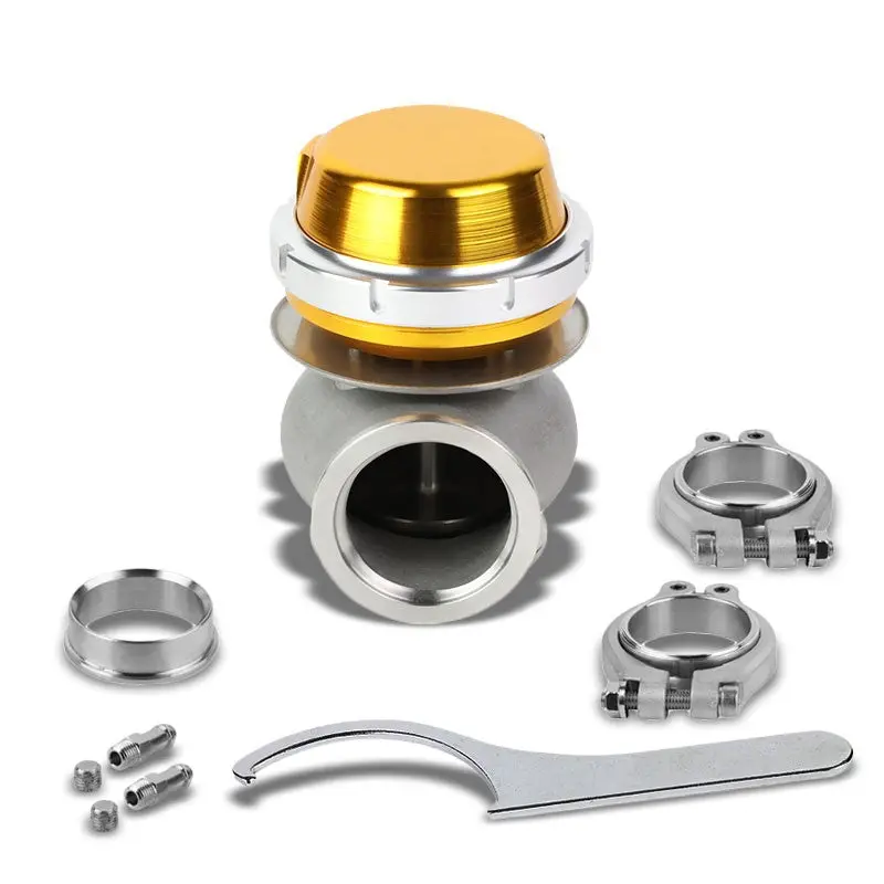 Universal Gold 40Mm 14Psi V-Band Clamp-On Turbo External Wastegate+Spring T11 1