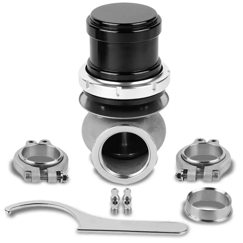 Black Universal 40Mm 14Psi V-Band Clamp-On Turbo External Wastegate+Spring T22 1