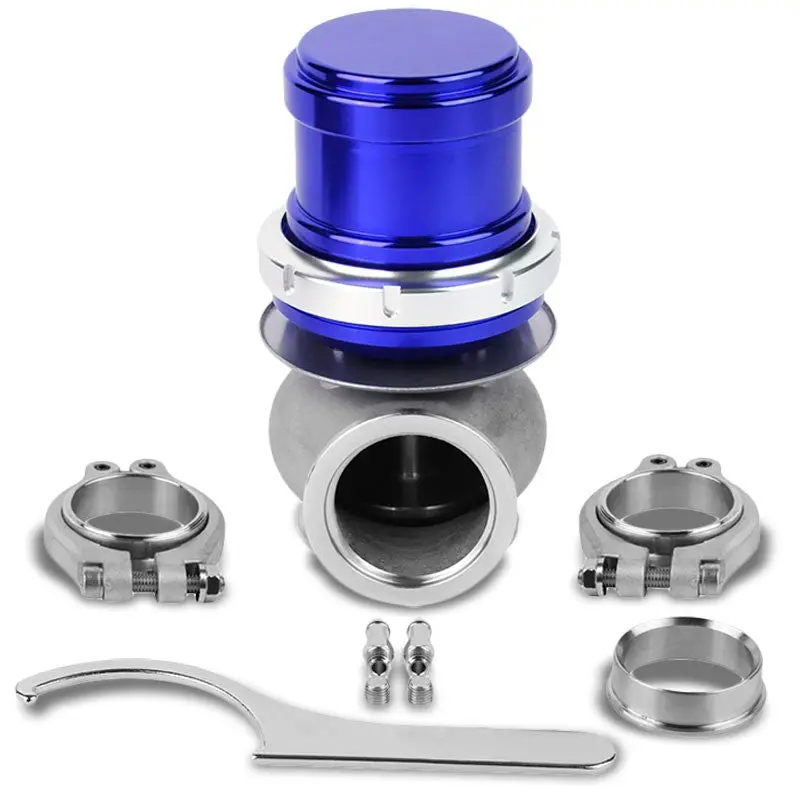 Blue Universal 40Mm 14Psi V-Band Clamp-On Turbo External Wastegate+Spring T22 1