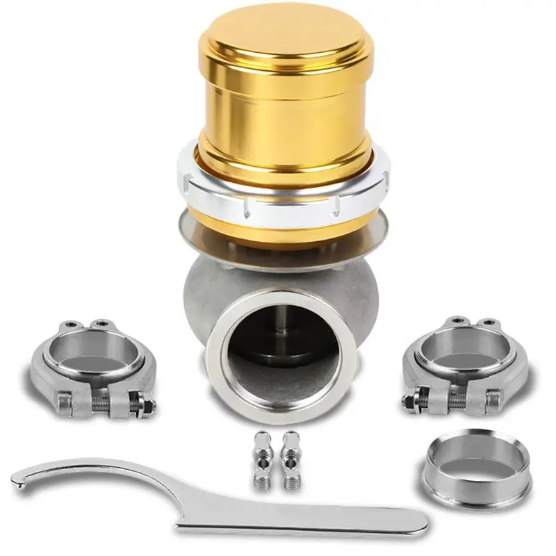 Gold Universal 40Mm 14Psi V-Band Clamp-On Turbo External Wastegate+Spring T22 1