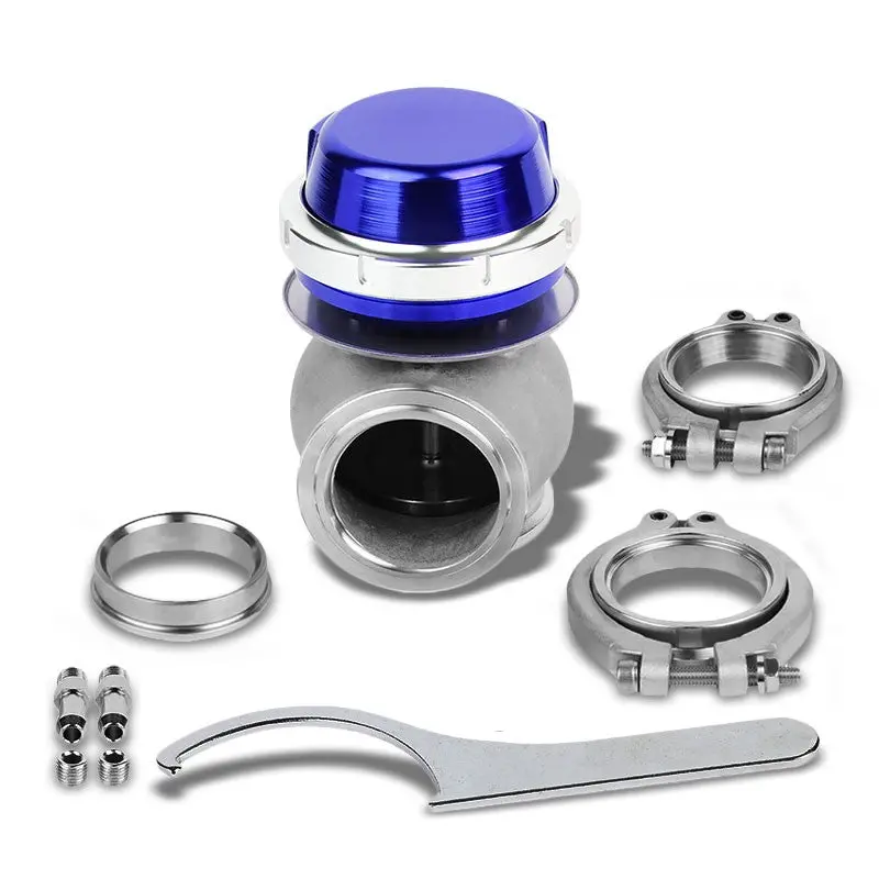 Blue Turbocharger 44Mm 14Psi V-Band Clamp-On External Wastegate+Spring T11 1