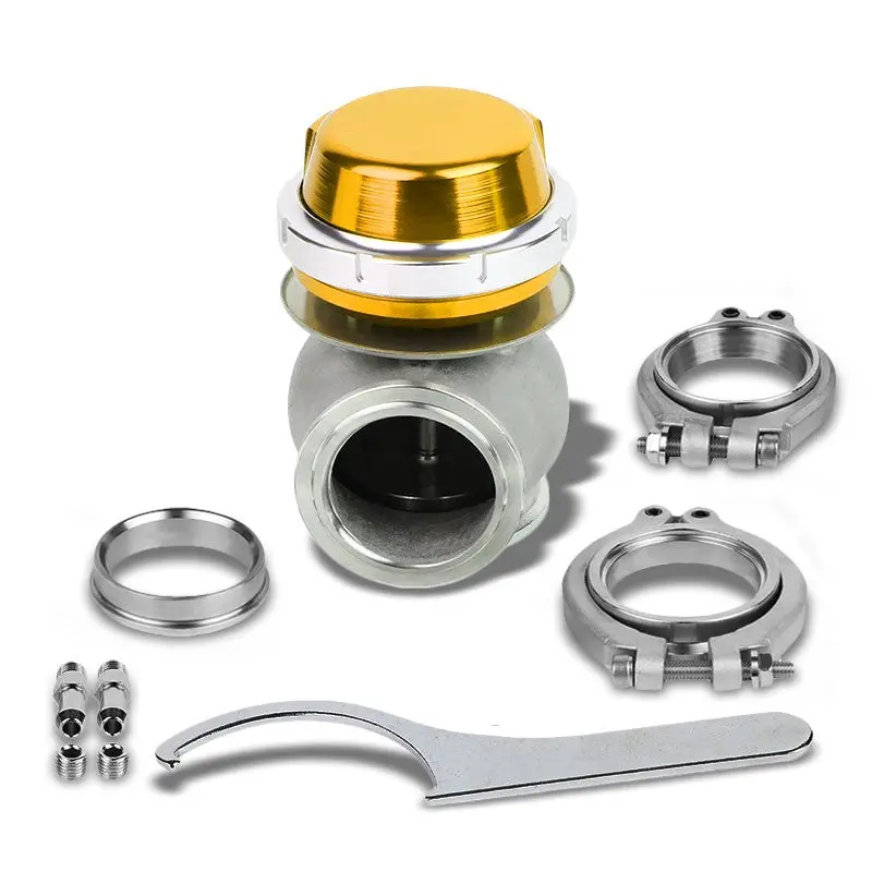 Gold Turbocharger 44Mm 14Psi V-Band Clamp-On External Wastegate+Spring T11 1
