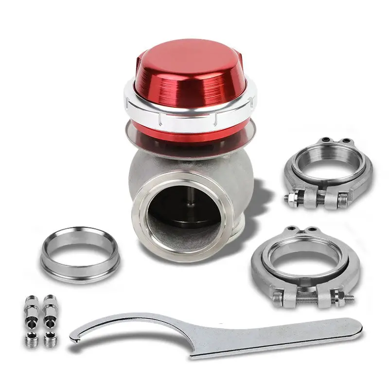 Red Turbocharger 44Mm 2-Bolt 14Psi V-Band Clamp-On External Wastegate+Spring T11 1