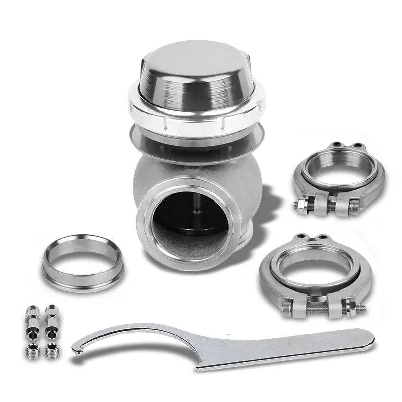 Universal Silver Turbocharger 44Mm 14Psi V-Band External Wastegate+Spring T11 1