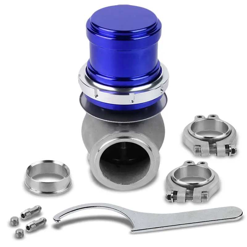 Blue 44Mm 14Psi V-Band Clampon Turbocharger 5.25"H External Wastegate+Spring T22 1