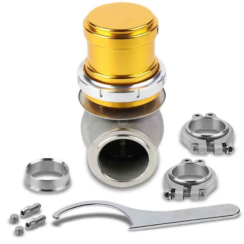 Gold 44Mm 14Psi V-Band Clampon Turbocharger 5.25"H External Wastegate+Spring T22 1