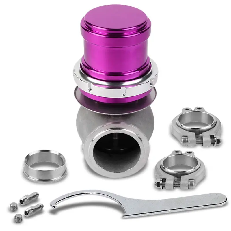 Purple 44Mm 14Psi V-Band Clamp-On Turbo 5.25"H External Wastegate Kit+Spring T22 1