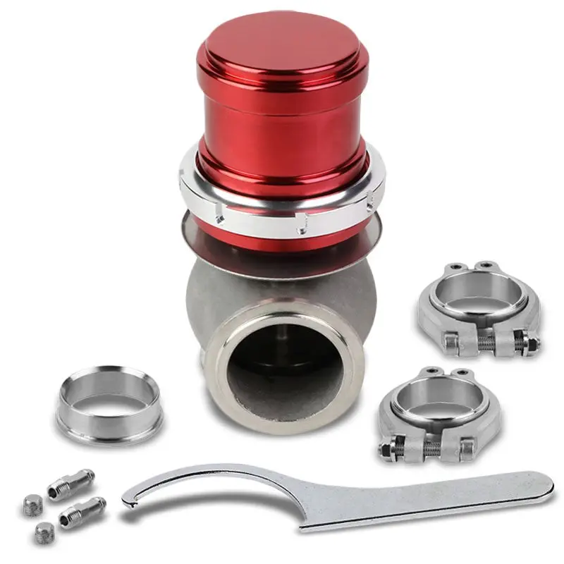 Red 44Mm 14Psi V-Band Clamp-On Turbocharger 5.25"H External Wastegate+Spring T22 1