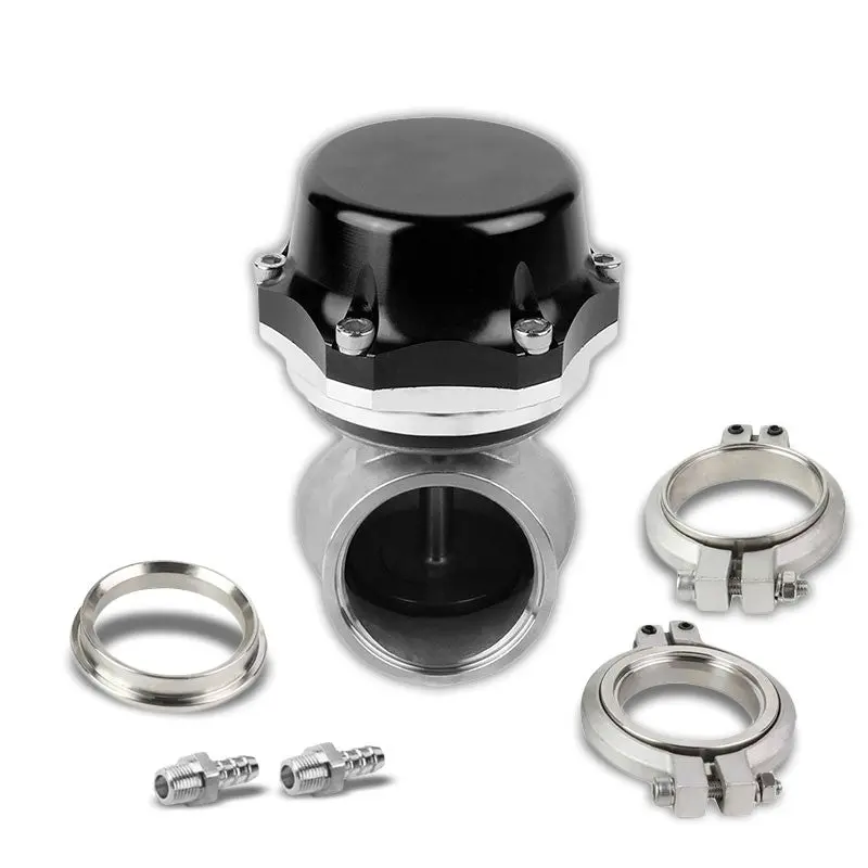Universal Black 50Mm 14Psi V-Band Turbo 5.25"Height External Wastegate+Spring 1