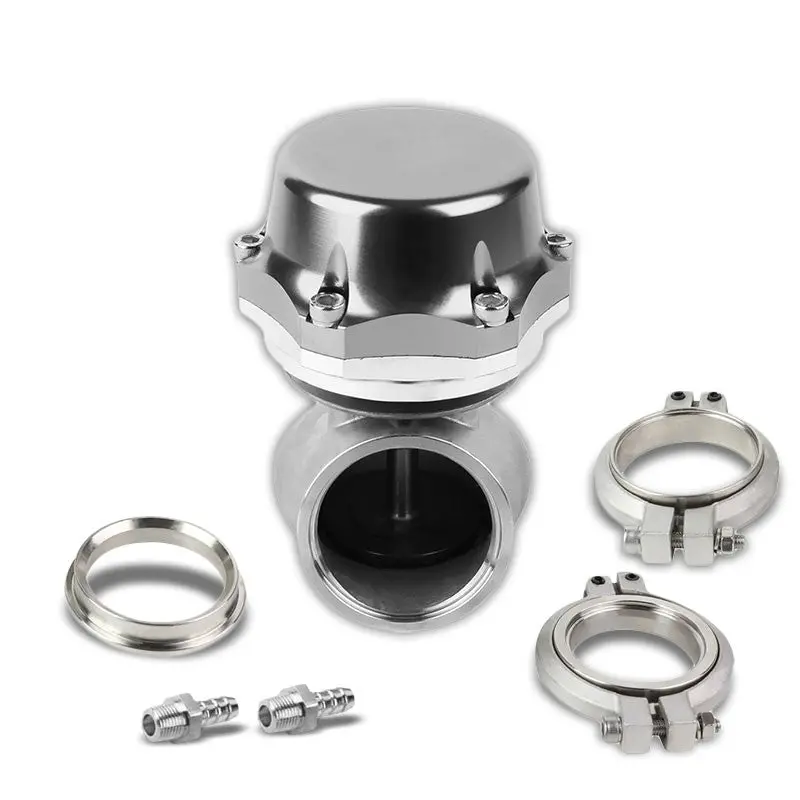 Universal Silver 50Mm 14Psi V-Band Turbo 5.25"Height External Wastegate+Spring 1