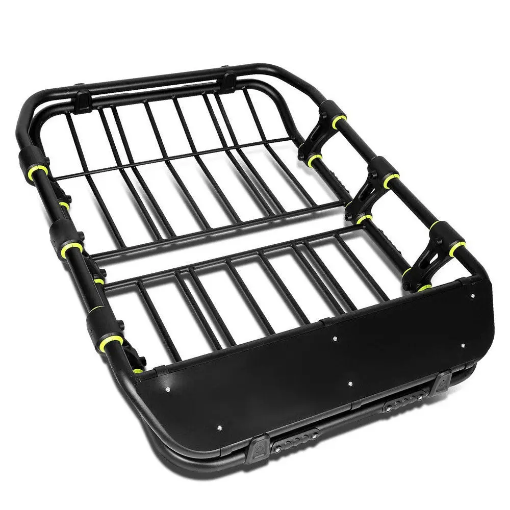 Black Top Roof Rack Luggage Baggage Basket Cargo Carrier+Wind Fairing 51"X41" 1