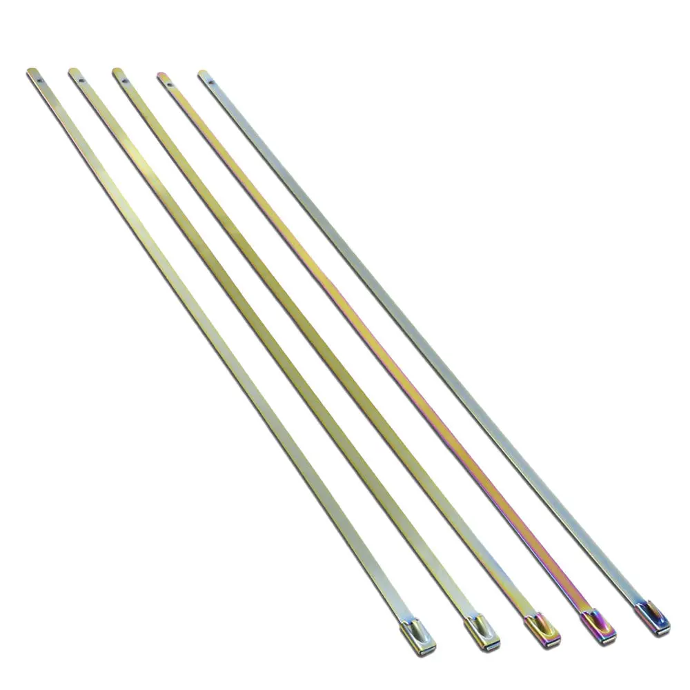 5Pcs Iridium Stainless Steel 12" (300Mm) Length Zip Ties Cable (For Exhaust/Pipe/Wrapping) 1
