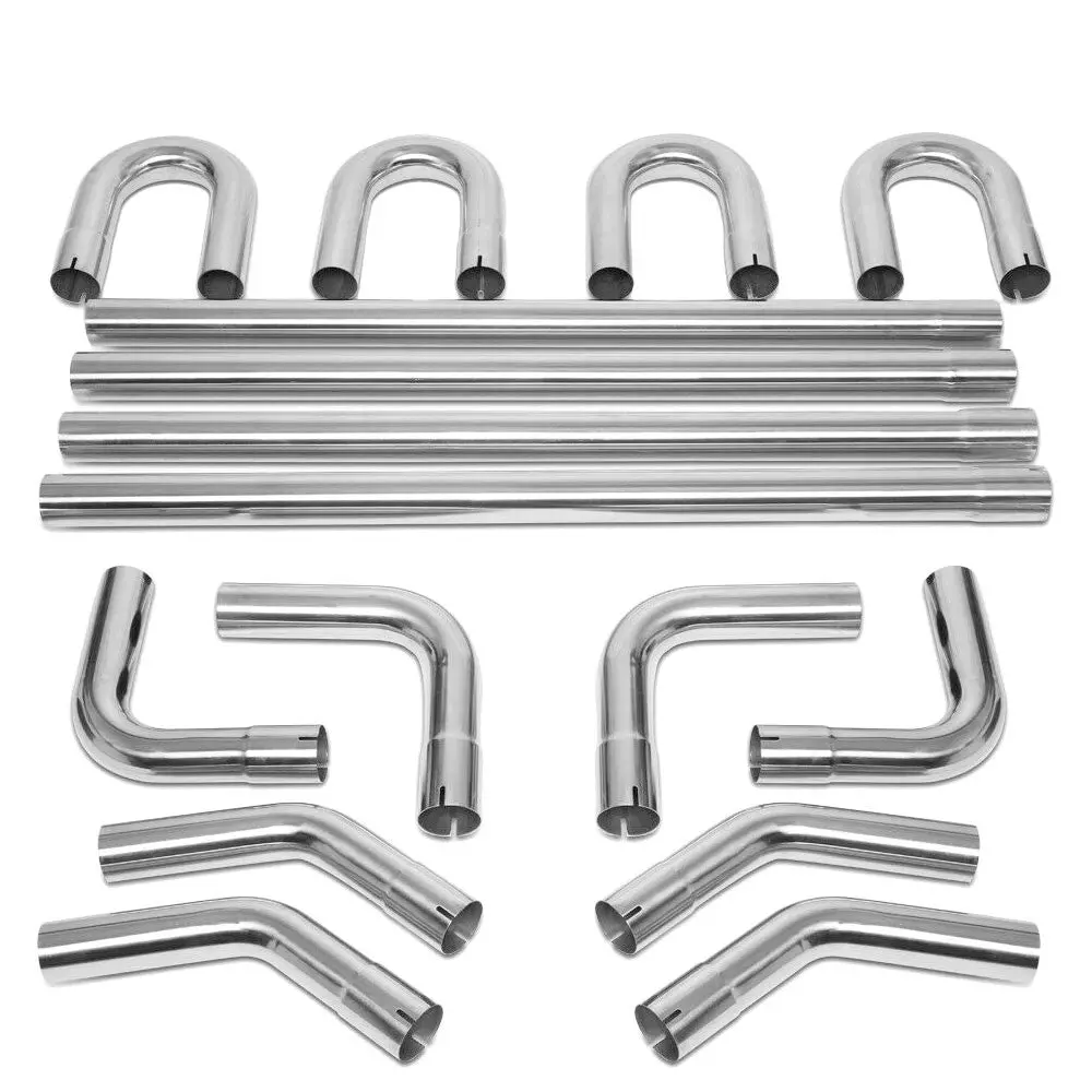 Mild Steel Stainless Metallic 16Gauge 2.5" Exhaust Pipe Universal Fit Diy Custom 1