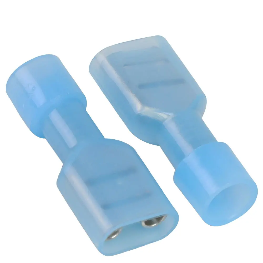 100X Blue 14-18 Gauge Crimp Female Spade Quick Disconnect Adapter Wire Connector 1