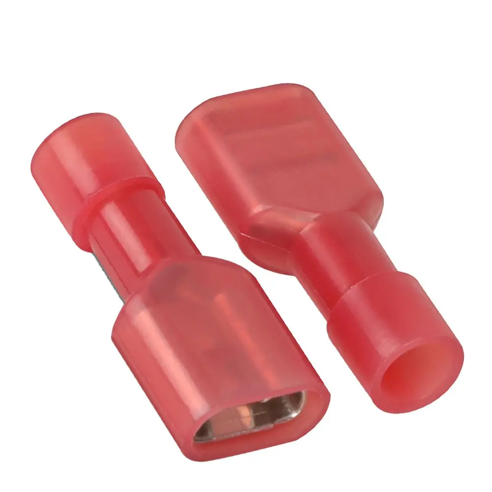 100Pc Red 16-22 Gauge Crimp Female Spade Quick Disconnect Adapter Wire Connector 1