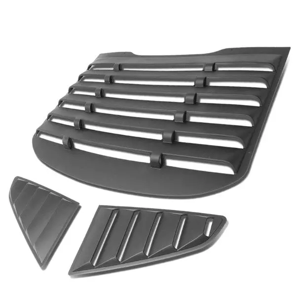 3Pc Matte Black Window Louver Rear+Side Scoop Cover For 15-18 Ford Mustang Coupe 1