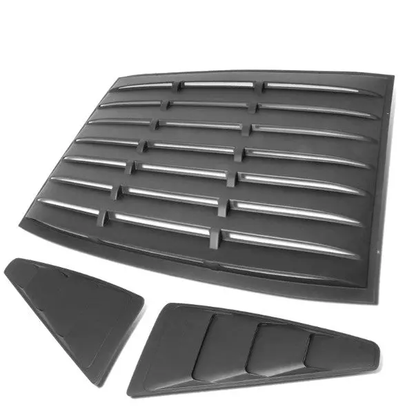 3Pc Matte Black Window Louver Rear+Side Scoop Cover For 05-14 Ford Mustang Coupe 1