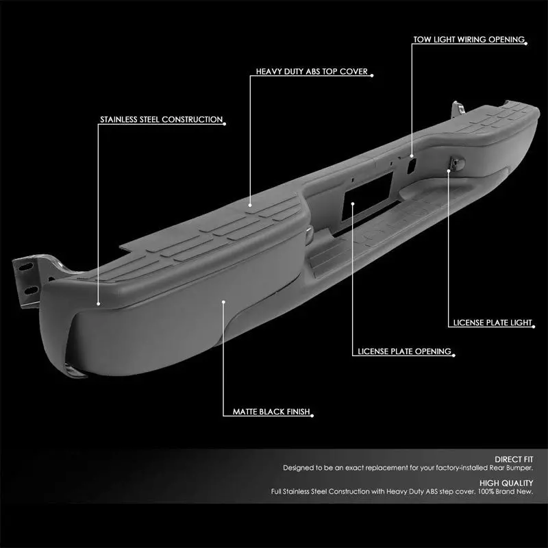 Black Rear Replacement Step Bumper For 99-06 Chevrolet Silverado 1500 Fleetside 2